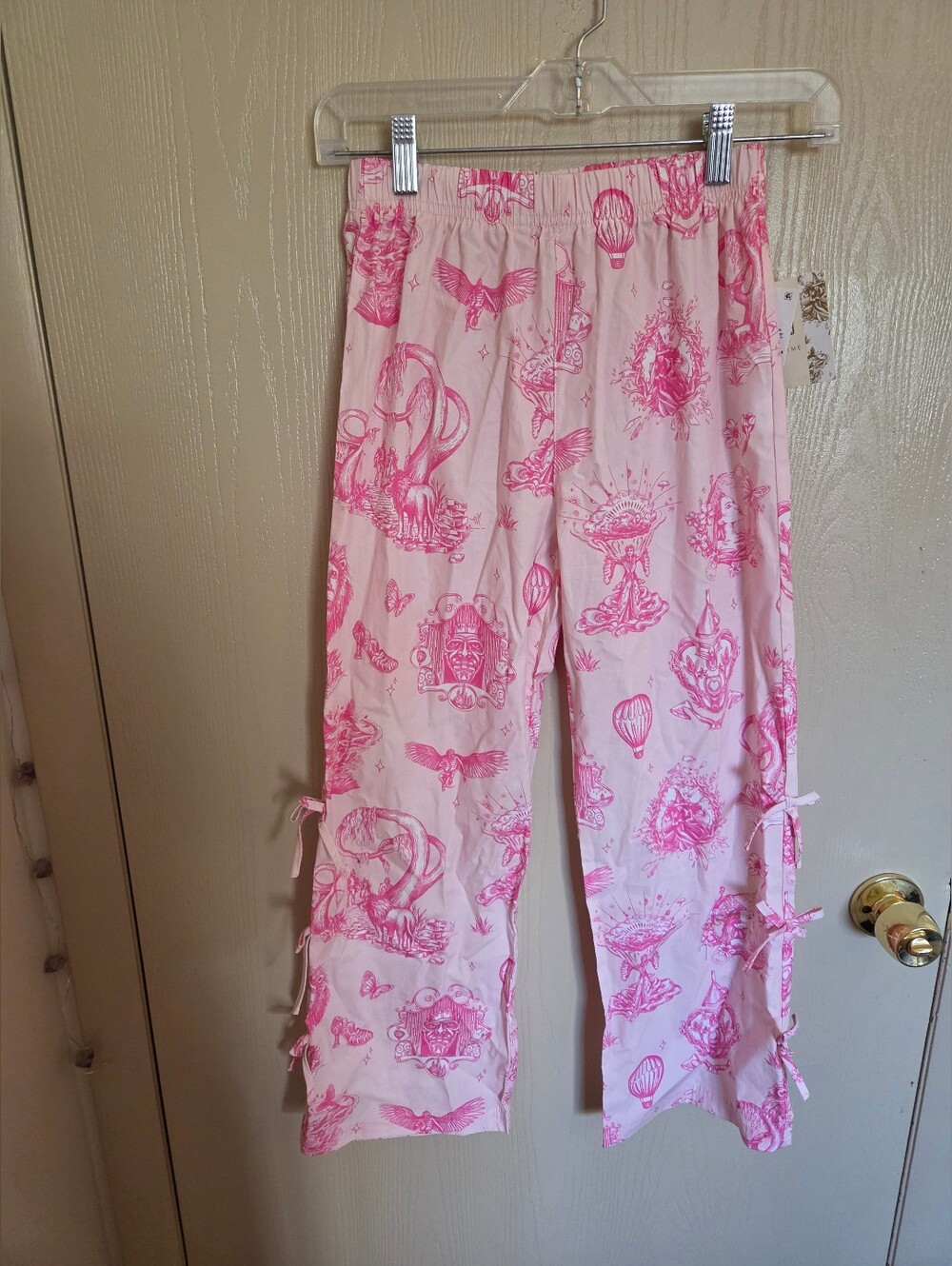 Wicked × Katie Kime Girls' Toile Printed Bow Detailed Poplin Pants Size M(8) NWT